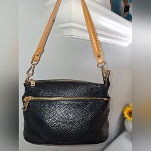 Divina Firenze Lilla Black Pebbled Leather Shoulder Bag With Crossbody Strap EUC
